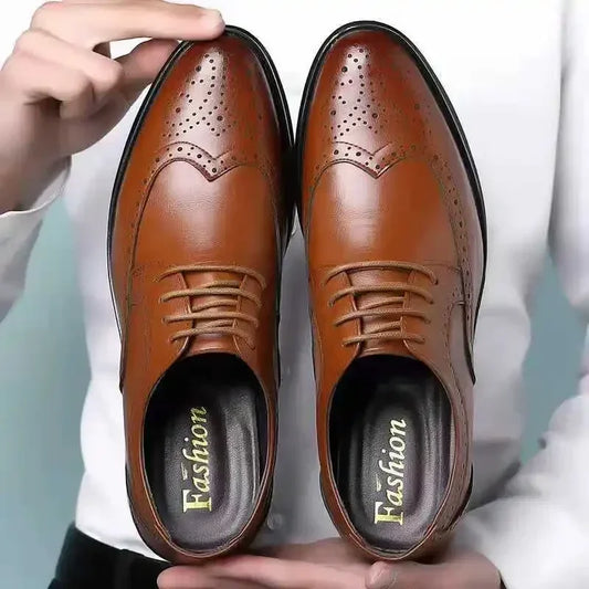 Men Leather Shoes British Style Classic Business Formal Shoes Plus Size 47 Hollow Brogue Dress Shoes Zapatos Hombre Men Oxfords
