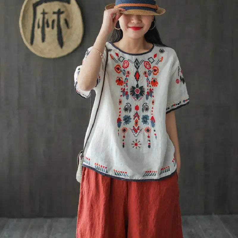 Women's T-shirt Summer 2024 Outfit Short Sleeve Top Female Graphic Cheap Clothes Aesthetic Baggy Korean Cotton Linen Clothing Xl