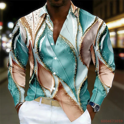 Men's Shirt Gradient Striped Long Sleeved Shirt Casual Business Collar Shirt Spring and Autumn New Trend Men's Top XS-6XL Size