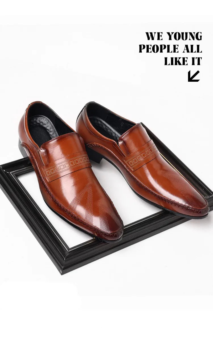 Fotwear Men Dress Shoes Black Leather Wedding Mens Shoes Slip On Office Men Loafers Plus Size Italian Designer Formal Shoes Male