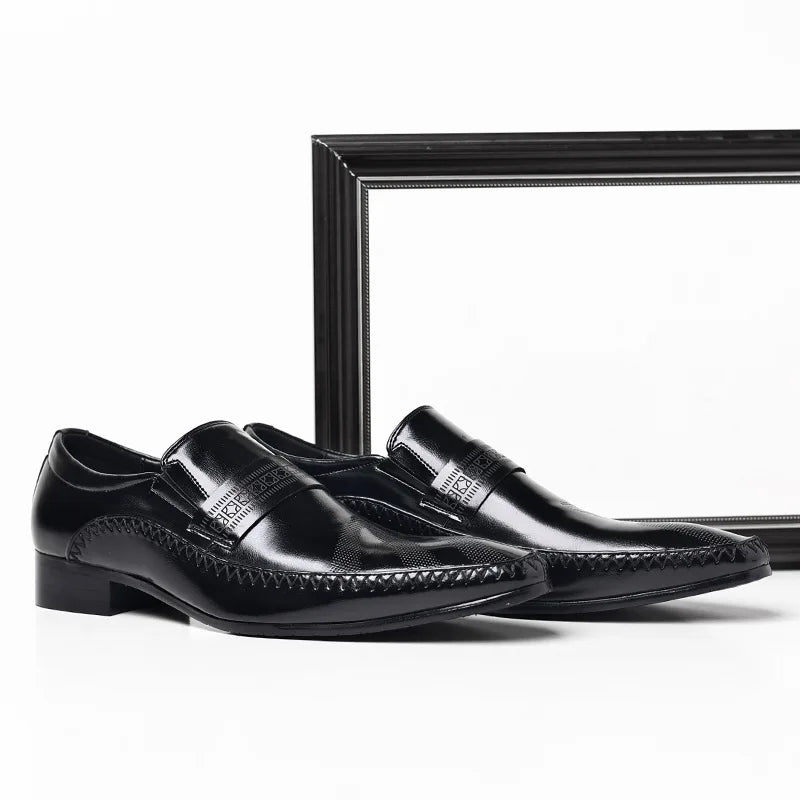 Fotwear Men Dress Shoes Black Leather Wedding Mens Shoes Slip On Office Men Loafers Plus Size Italian Designer Formal Shoes Male