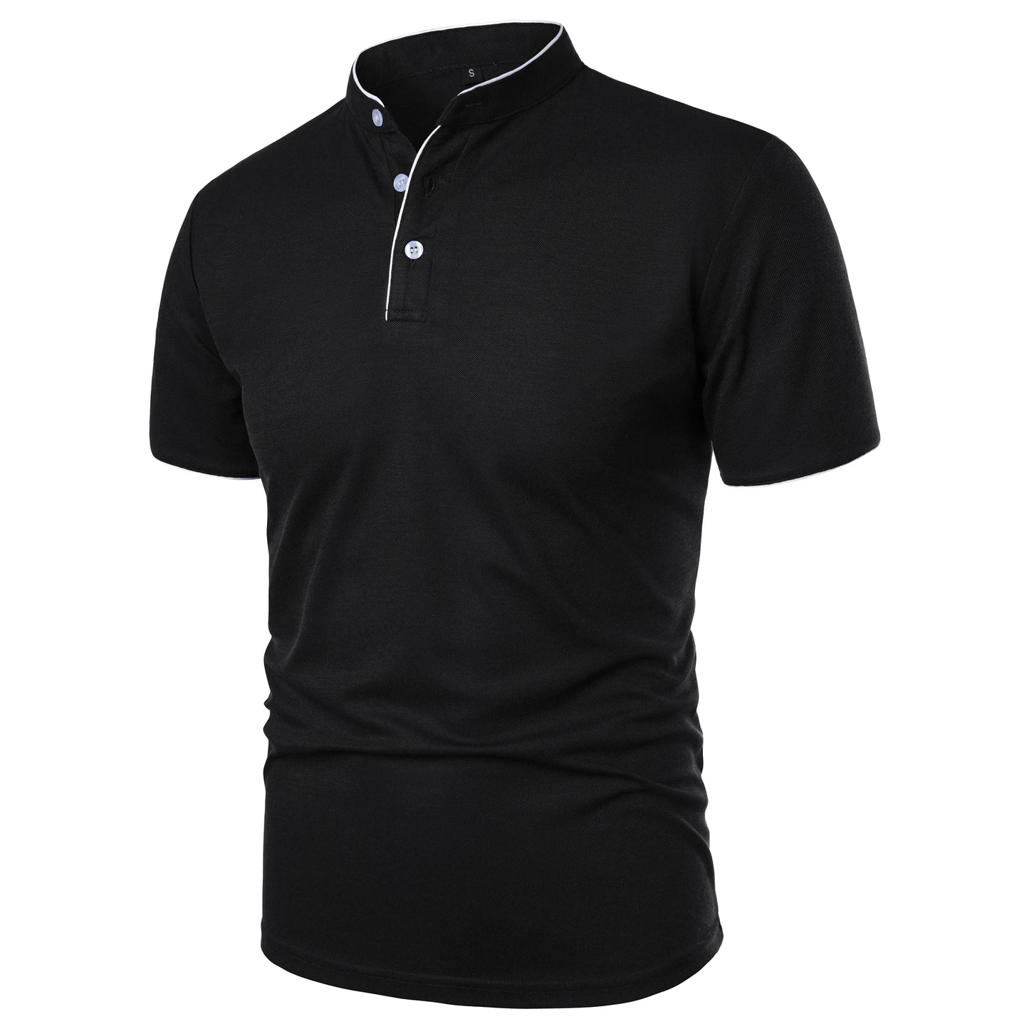 Men's short-sleeved stand-up collar top casual fashion daily solid color short-sleeved stand-up collar T-shirt casual top