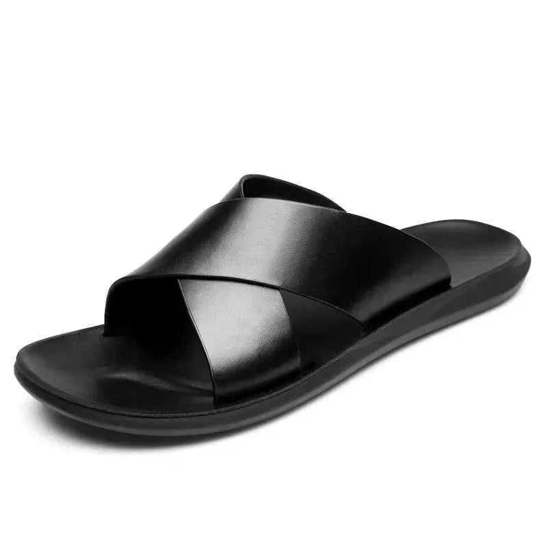 Sandals for Men Slippers Genuine Leather Luxury Brand Fashion  Men Flats Casual Non-slip Beach Sandalia Zapatos Hombre 2024