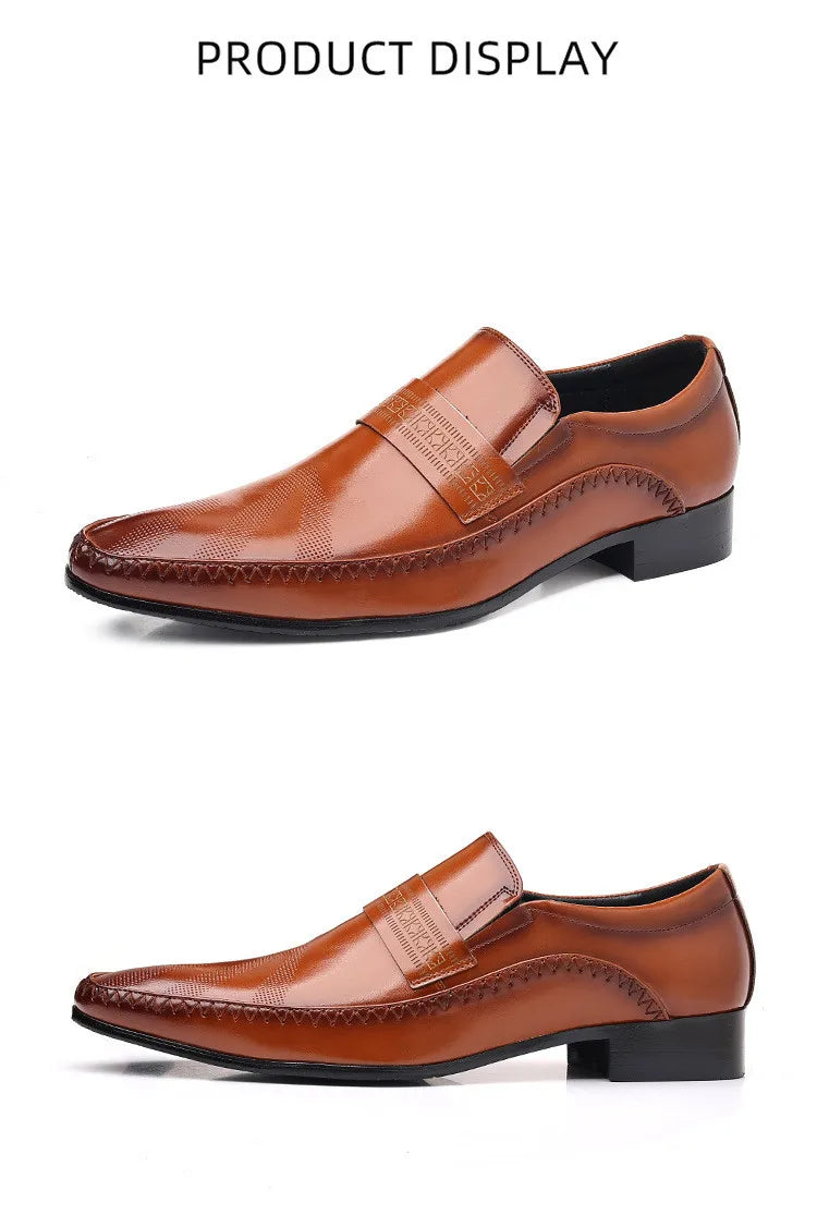 Fotwear Men Dress Shoes Black Leather Wedding Mens Shoes Slip On Office Men Loafers Plus Size Italian Designer Formal Shoes Male