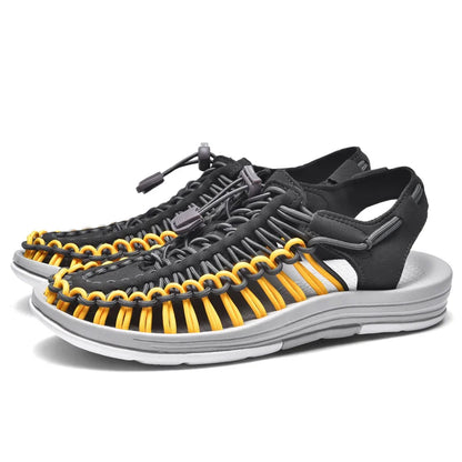 Women Sandals Fashion Handmade Weaving Design Beach Slippers Men Summer Breathable Casual Flat Sandals Outdoor Couples Big Size