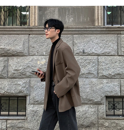2024 Spring Summer Men Formal Blazers Men Korean Fashion Loose Casual Dress Jacket Men Harajuku Social Suit Jacket Clothing
