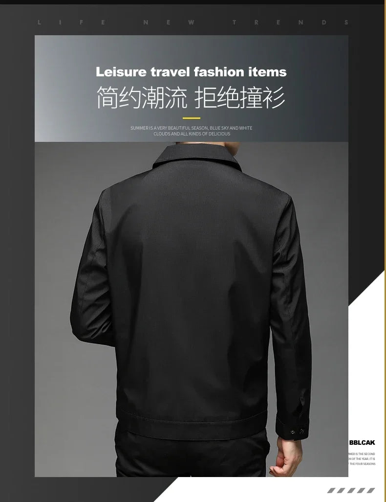 Men High Quality Fashion Business Spring Autumn Stand Collar fashion Jacket Coats Simple Solid Jackets Cloting Casual Jacket