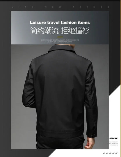 Men High Quality Fashion Business Spring Autumn Stand Collar fashion Jacket Coats Simple Solid Jackets Cloting Casual Jacket