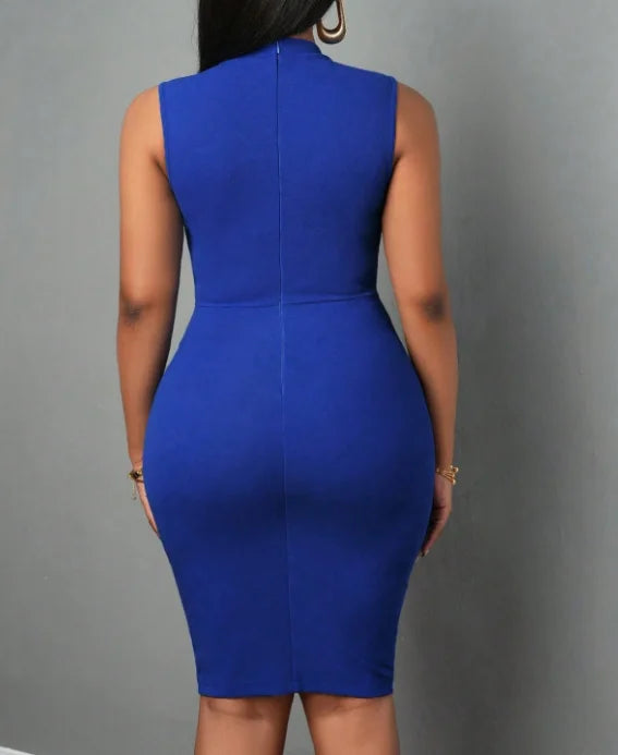 Sleeveless Tie-Neck Bodycon Midi Dress