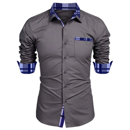 Men's Shirt Long-Sleeved Shirt Business Office Clothing Department Buckle Shirt Loose Style Super Large Size XS-6XL Soft Fabric