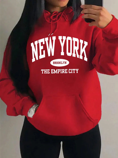 New York City Brooklyn Creative Letter Printed Female Hoodies Multicolor Loose Hoody Y2K Street Sportswear Fleece Hoodie Unisex