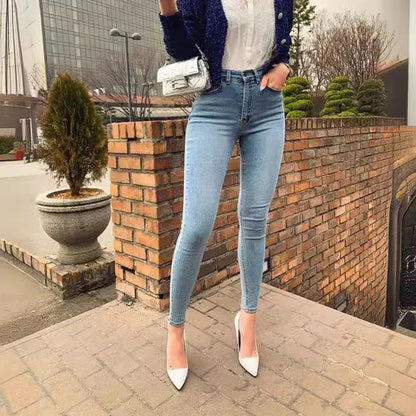 American-style Skinny High-waisted and Hip-lifting Jeans.Women Four Seasons New Fashion Simple Comfortable Stretch Skinny Jeans