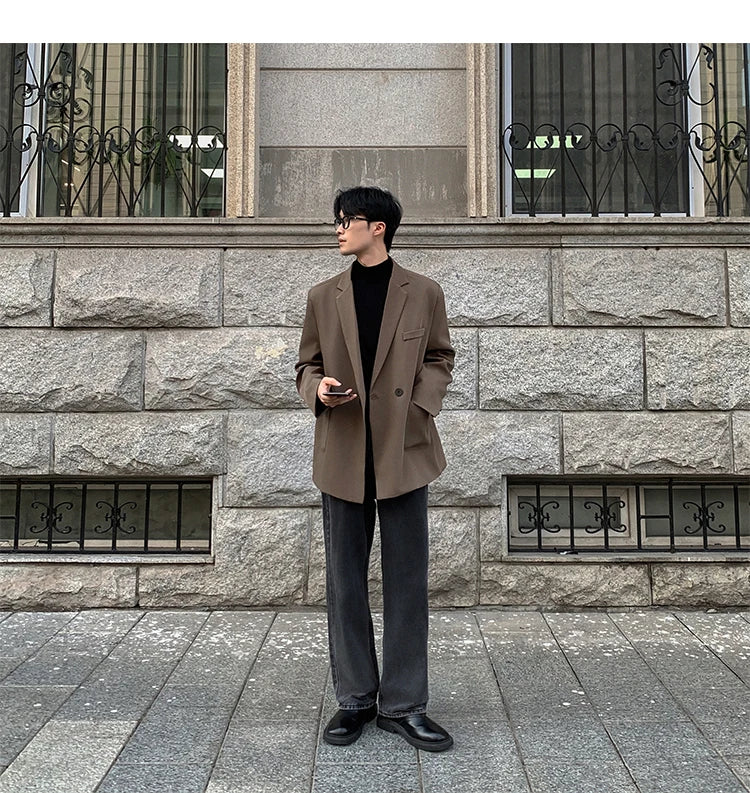 2024 Spring Summer Men Formal Blazers Men Korean Fashion Loose Casual Dress Jacket Men Harajuku Social Suit Jacket Clothing