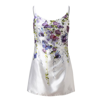 Sexy Leopard Floral Print Mini Dress for Women Spaghetti Strap Party Club Night Dress Elegant Backless Strapless Bodycon Dresses