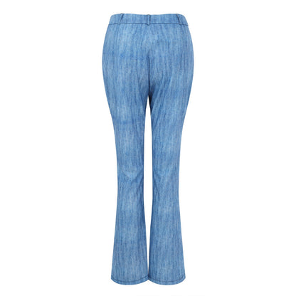 Jeans For Women High Waist Cargo Pants Bootcut Distressed Flared Denim Print Pants Flower Print Faux Denim Jeans Джинсы Женский