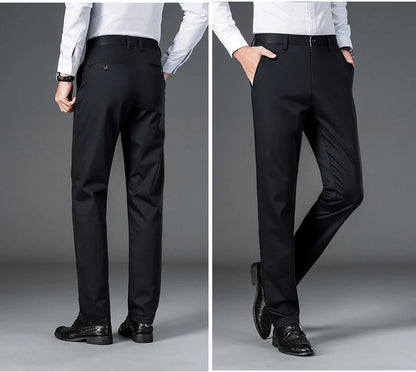 Male Pants Stretch Solid Black Smart Casual Men's Trousers Office Quick Dry Suit Pants New Spring Autumn Korean Straight Pants