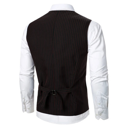 Men Suit Vest Coat Stripe Fabric Open Button Design Classic Design Causal  Business Fashion Slim Fit Men Suit