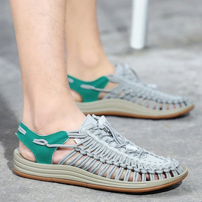 Men Sandals Summer Weave Shoes Boys Sandal Mens Sandles Outdoor Breathable Comfort Slip On Plus Big Size 45 46 Sandalias Hombre