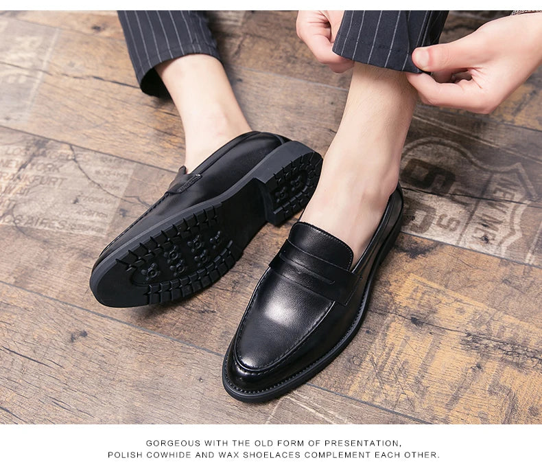 New soft leather breathable leather shoes men Europe station casual British style youth loafers with business bean shoes