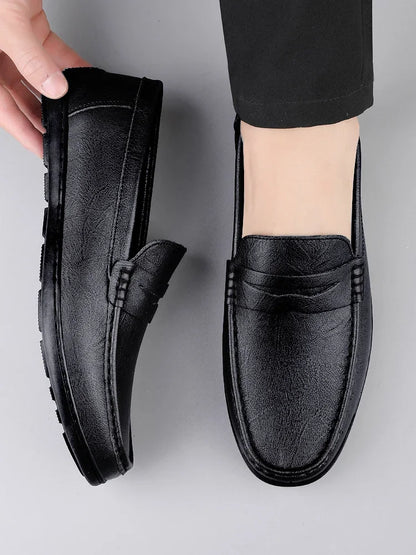 Genuine Leather Men Casual Shoes Luxury Brand Formal Dress Shoes Breathable Mens Loafers Slip on Male Boat Shoes Size 38-47
