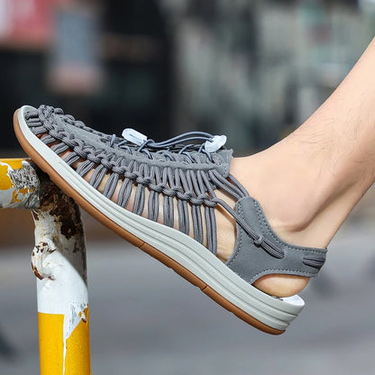 Men Sandals Summer Weave Shoes Boys Sandal Mens Sandles Outdoor Breathable Comfort Slip On Plus Big Size 45 46 Sandalias Hombre