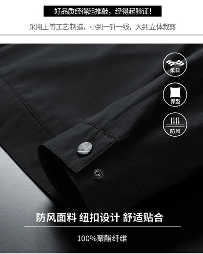 Men High Quality Fashion Business Spring Autumn Stand Collar fashion Jacket Coats Simple Solid Jackets Cloting Casual Jacket