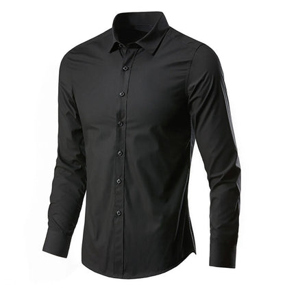 Men's Luxury Casual Social Formal Shirt Lapel Long Sleeve Slim Solid Color Male Business Dress Shirts Blouse Shirt Tops