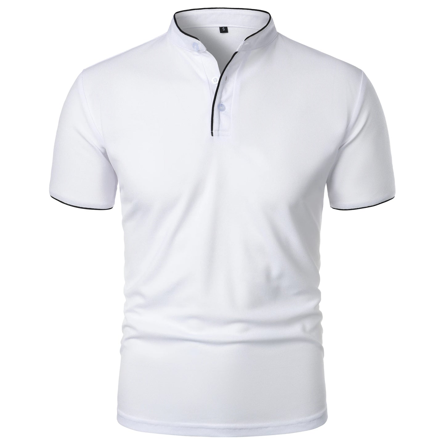 Men's short-sleeved stand-up collar top casual fashion daily solid color short-sleeved stand-up collar T-shirt casual top
