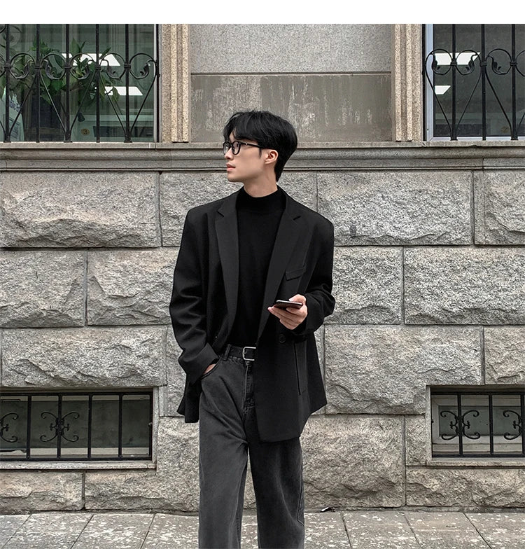 2024 Spring Summer Men Formal Blazers Men Korean Fashion Loose Casual Dress Jacket Men Harajuku Social Suit Jacket Clothing