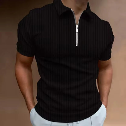 Men's Golf Shirt Quarter Zipper Polo Casual Holiday Lapel Short Sleeve T Shirt Fashion Basic Summer Regular Fit Polo Shirt