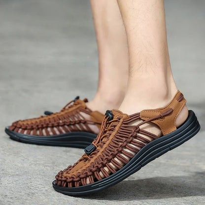 Men Sandals Summer Weave Shoes Boys Sandal Mens Sandles Outdoor Breathable Comfort Slip On Plus Big Size 45 46 Sandalias Hombre