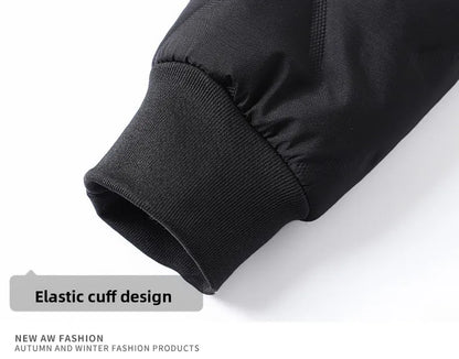 Men's hooded warm short jacket winter zipper pocket jacket outdoor sports and leisure work clothes windproof cotton jacket