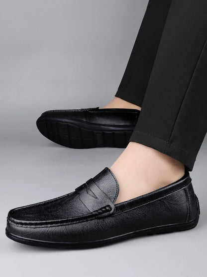 Genuine Leather Men Casual Shoes Luxury Brand Formal Dress Shoes Breathable Mens Loafers Slip on Male Boat Shoes Size 38-47