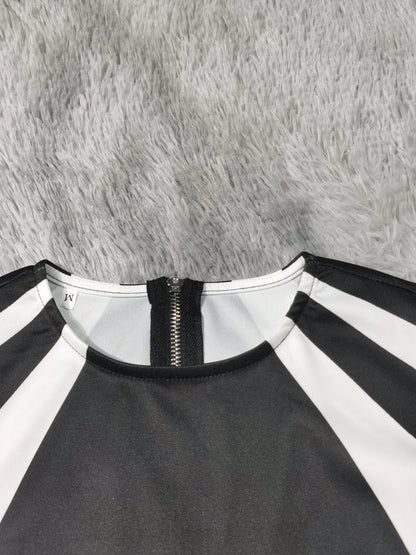 2025 Summer Women's Dresses Fashion Elegant Colorblock Round Neck Sleeveless Casual Bodycon Mini Daily Dress for Female