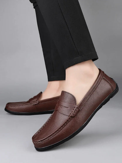 Genuine Leather Men Casual Shoes Luxury Brand Formal Dress Shoes Breathable Mens Loafers Slip on Male Boat Shoes Size 38-47
