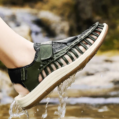 Summer Men Sandals Women Slippers Weaving Design Beach Sandals Breathable Casual Flat Sandals Outdoor Couples Sandals Size 46