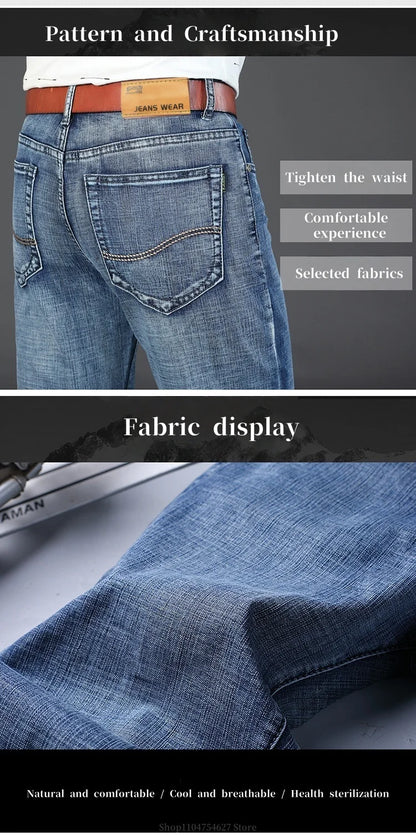 Men's Jeans - Summer Casual Fashionable and Universal Stretch Elastic Mid-Level Denim Jeans Midtown Industry Loose Jeans