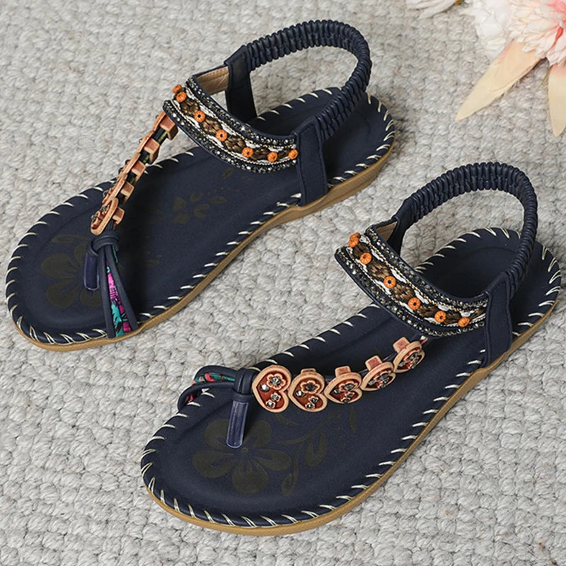 Women's Bohemian Sandals – Low Heel Beach Flats