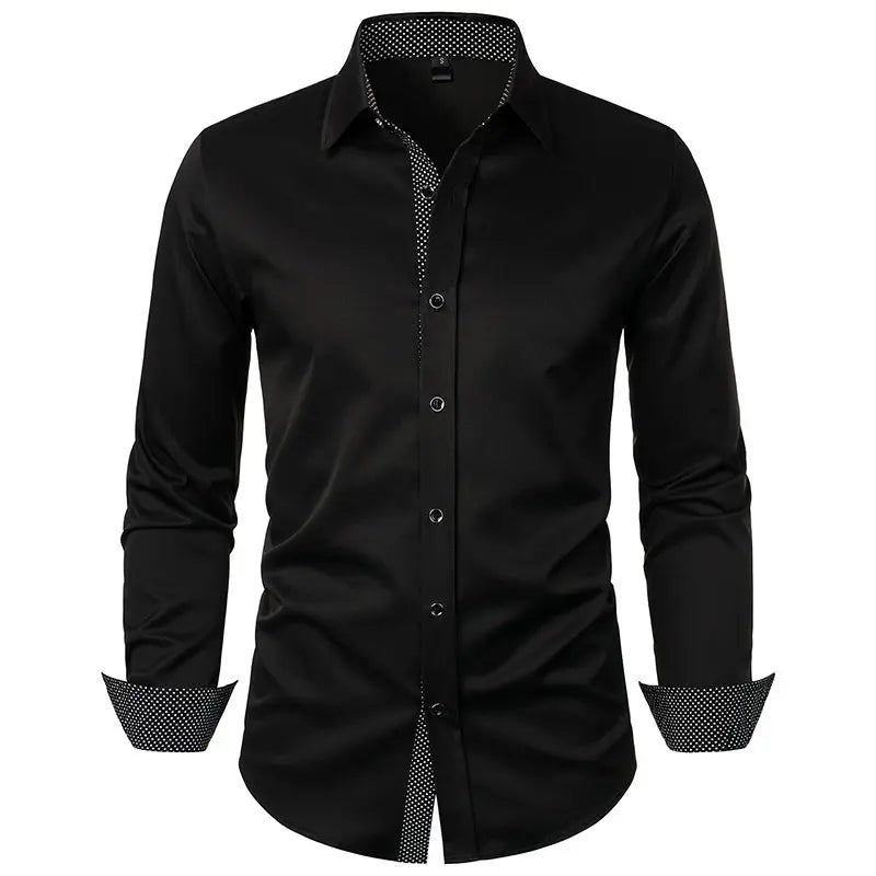New Men's Casual Long Sleeve Shirt Black/Red/White Available European Size S-XXL