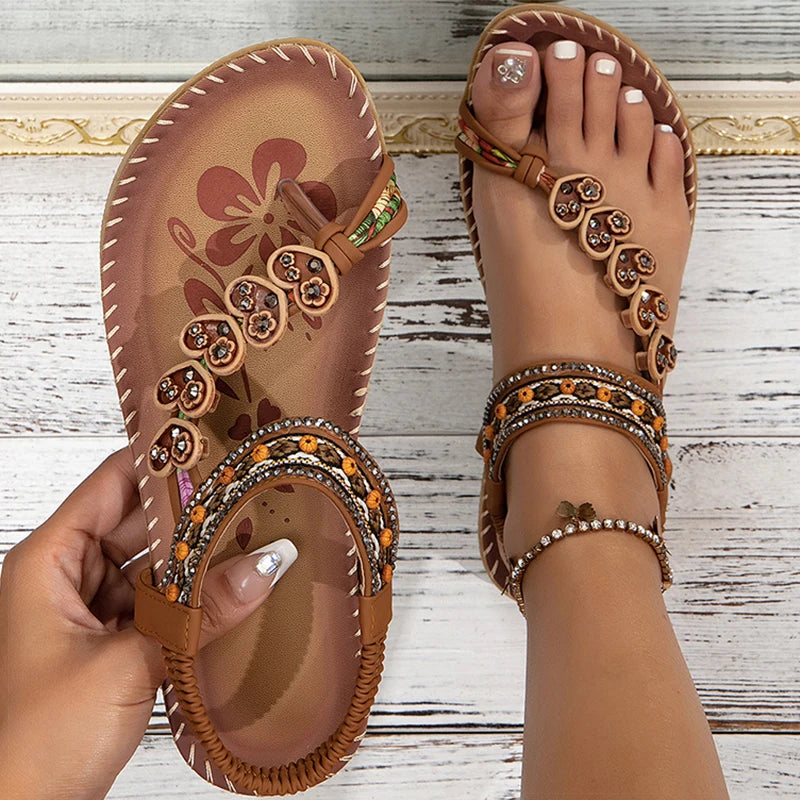 Women's Bohemian Sandals – Low Heel Beach Flats