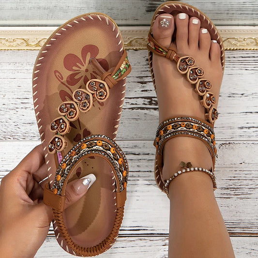 Women's Bohemian Sandals – Low Heel Beach Flats
