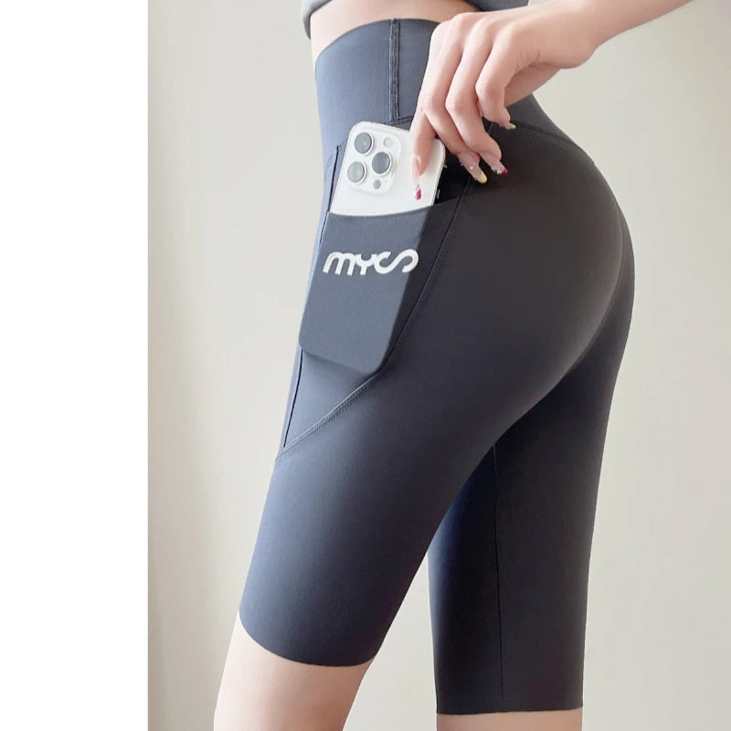 Horetong Women Sports Pants With Pocket High Waist Fitness Running Casual Streetwear Trousers Female Tight Workout Gym Clothing