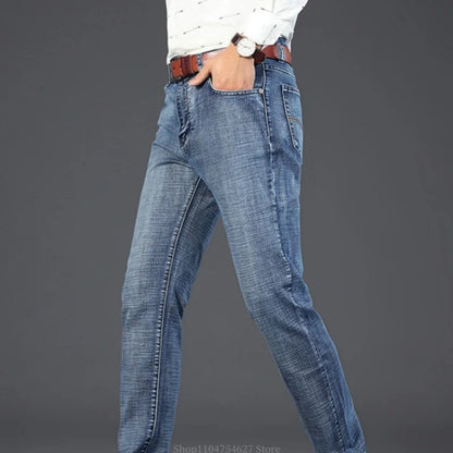 Men's Jeans - Summer Casual Fashionable and Universal Stretch Elastic Mid-Level Denim Jeans Midtown Industry Loose Jeans