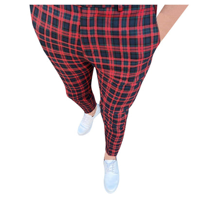 Men Casual Trousers Fashion Classic Plaid Trousers Man Slim Fit Business Pencil Pants Checkered Pattern Pants Streetwear