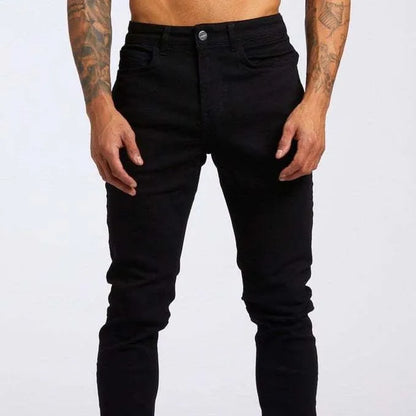 Men Jeans Long Pant Denim Pants Pockets Splice Slim Fit Solid High Waist Regular Casual Straight Trousers Autumn Winter