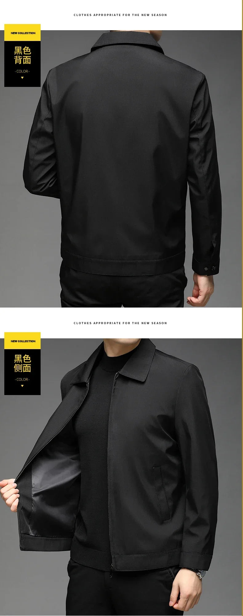 Men High Quality Fashion Business Spring Autumn Stand Collar fashion Jacket Coats Simple Solid Jackets Cloting Casual Jacket