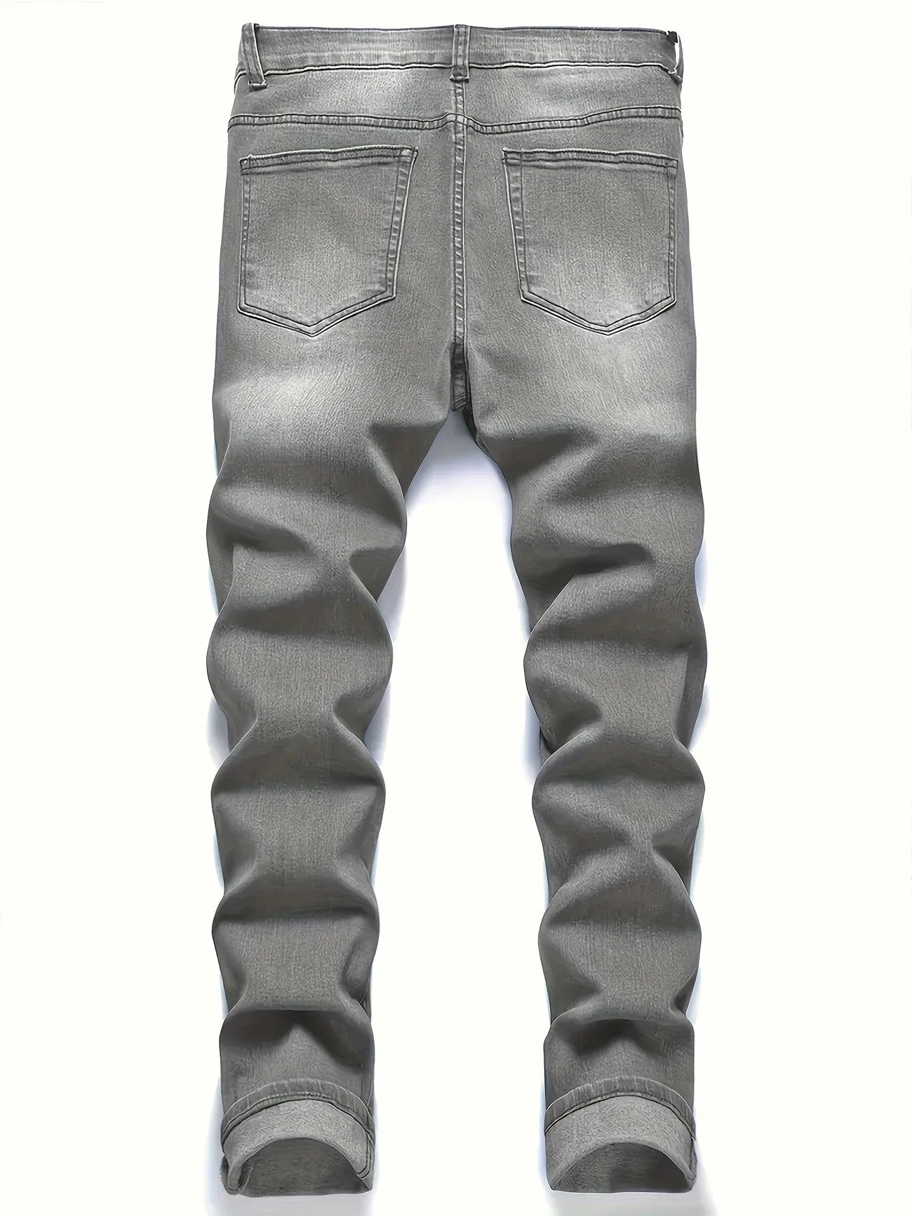 Men's Slim Fit Jeans with Rips for Casual Wear Comfortable Stretch Denim Trousers for Daily Use