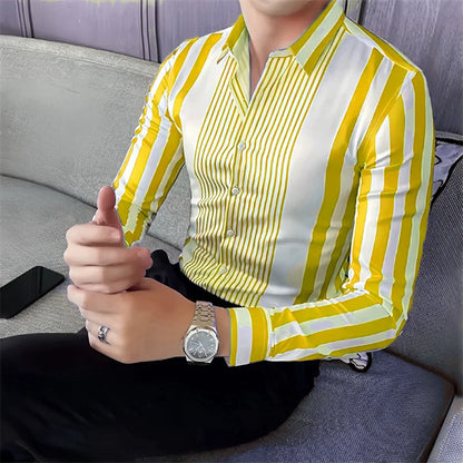 10 Color Striped Men's Shirt Large Size Breathable Casual Men's Top Comfortable Fabric Long Sleeve Shirt Lapel Fast Shipping
