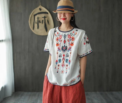 Women's T-shirt Summer 2024 Outfit Short Sleeve Top Female Graphic Cheap Clothes Aesthetic Baggy Korean Cotton Linen Clothing Xl