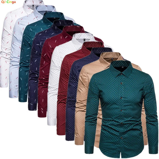 Spring Men Long-sleeved Cotton Shirts, Single-breasted Lapel Shirt, Blue Green Burgundy Khaki Gray White Optional, Asian Size